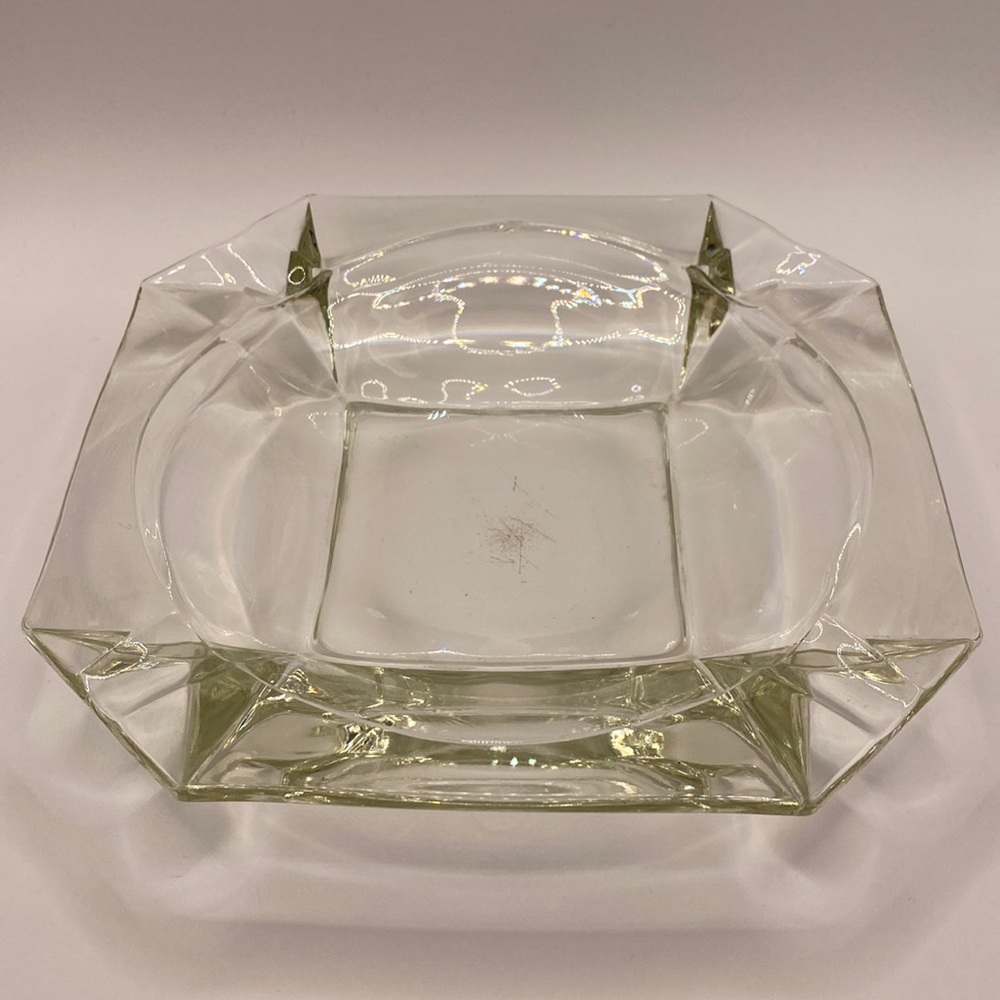 Vintage MCM Large Clear Glass Ashtray